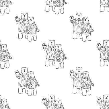 Merhaba Dikişsiz desen beyaz duvar kağıdı arka plan ayı kutup ayısı doodle