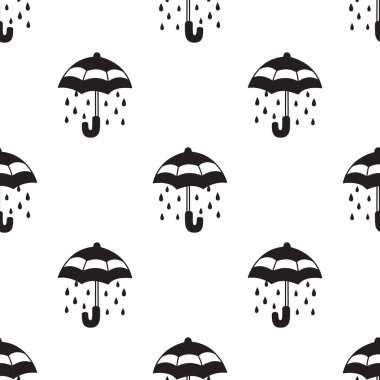 Şemsiye yağmur doodle vektör Dikişsiz desen duvar kağıdı arka plan beyaz