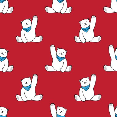 Kutup ayısı Say Hello Dikişsiz desen duvar kağıdı arka plan kırmızı ayı