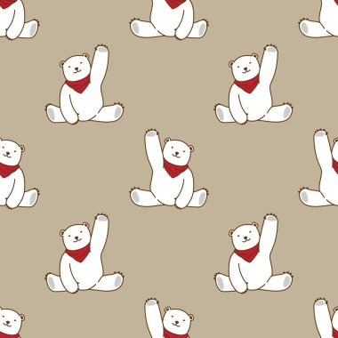 Kutup ayısı Say Hello Dikişsiz desen duvar kağıdı arka plan kırmızı ayı