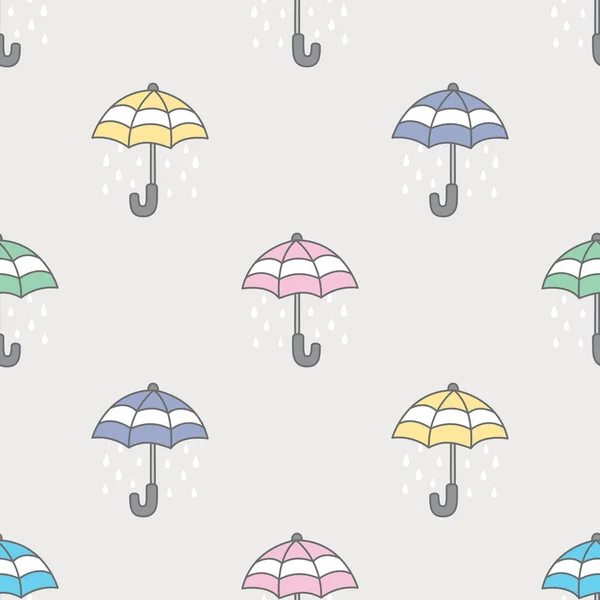 Regenschirm regen Doodle Vektor nahtlose Muster Tapete Hintergrund bunt — Stockvektor