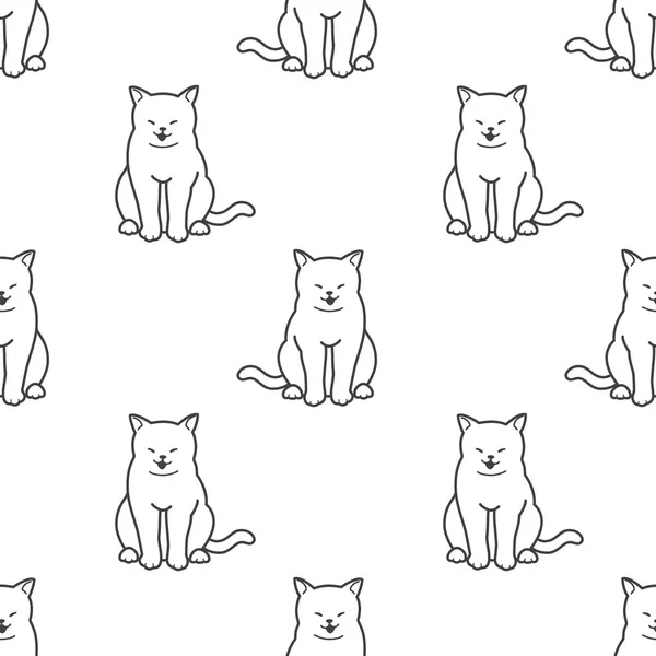 Gato gatito garabato feliz patrón sin costuras fondo de pantalla — Vector de stock