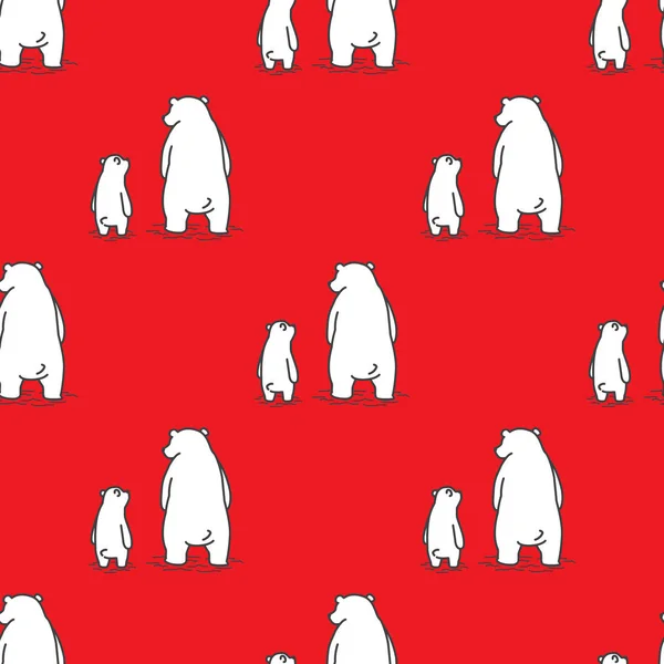 Bear polar bear doodle vector Dad and son Seamless Pattern red wallpaper background