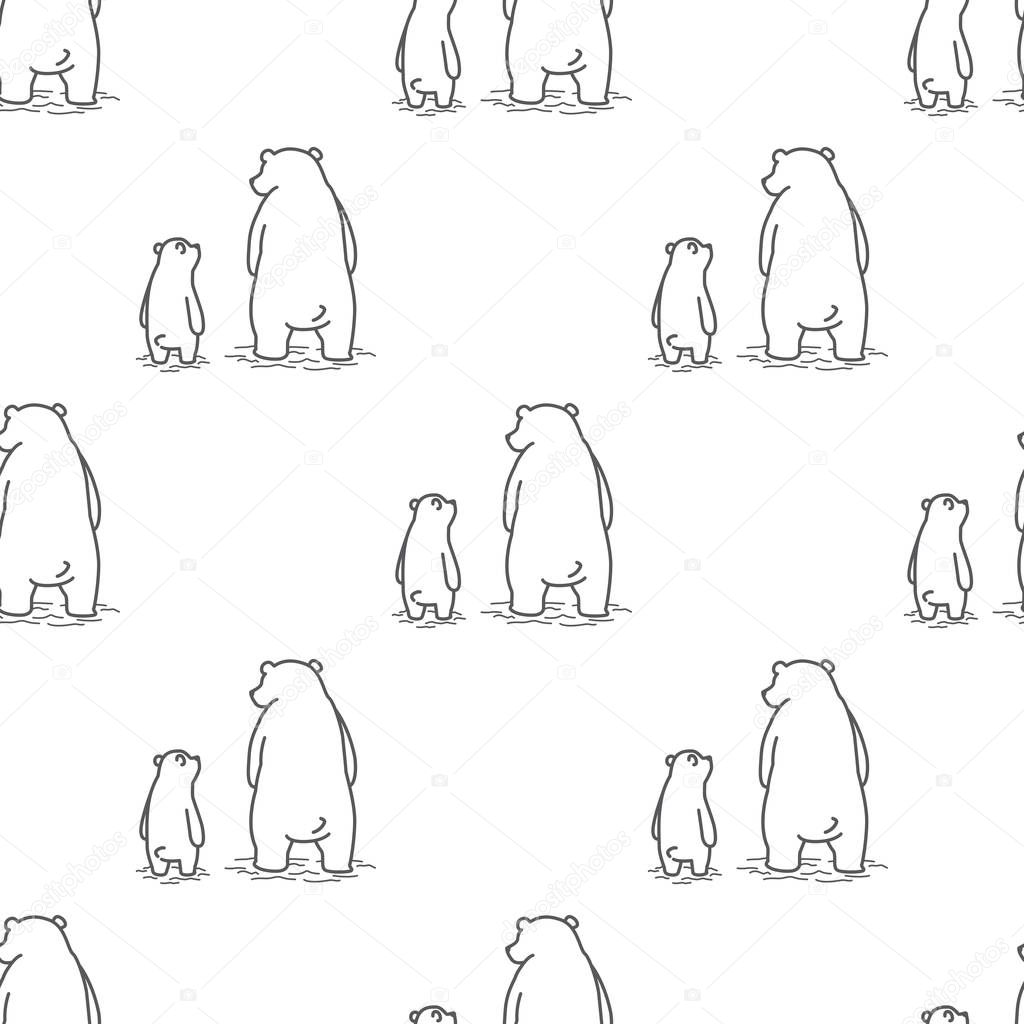 Bear polar bear doodle vector Dad and son Seamless Pattern wallpaper background