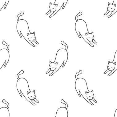 Kedi yavru kedi Doodle vektör Dikişsiz desen duvar kağıdı arka plan