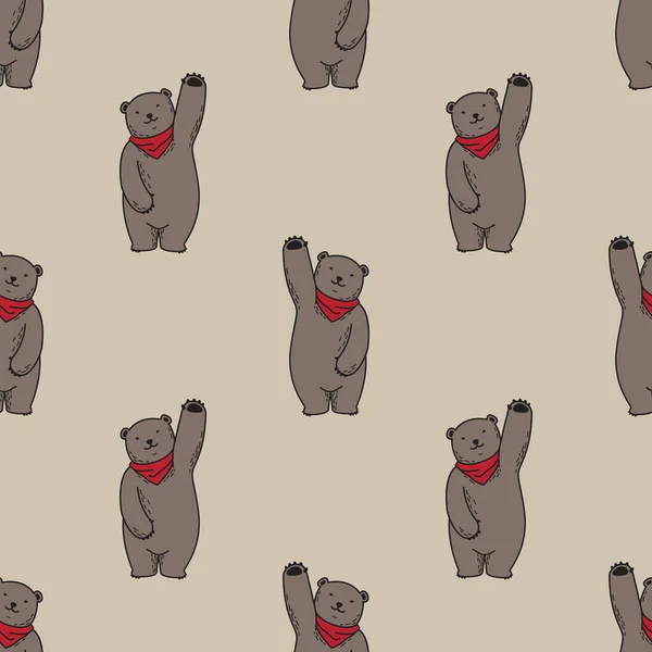 Bear polar Say Hello Stand up Seamless Pattern wallpaper background brown