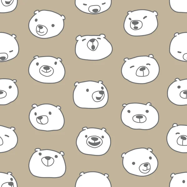 Dragen Van Gezicht Teddy Polar Naadloze Patroon Wallpaper Achtergrond Bruin — Stockvector