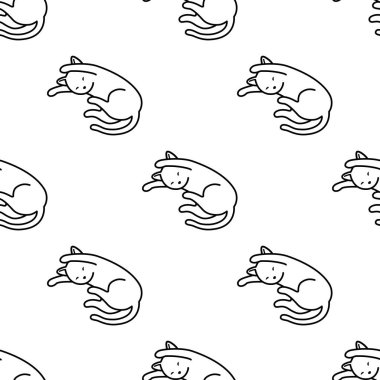 Kedi uyku yavru kedi doodle vektör Dikişsiz desen arka plan duvar kağıdı
