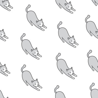 Kedi yavru kedi Doodle vektör karikatür Dikişsiz desen duvar kağıdı arka plan