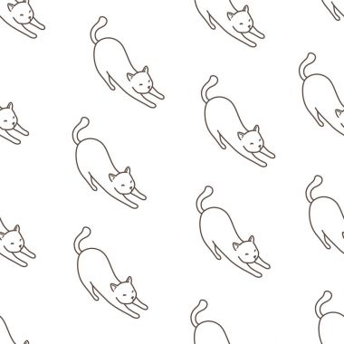 Kedi yavru kedi Doodle vektör Dikişsiz desen duvar kağıdı arka plan