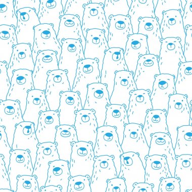 Ayı kutup ayısı teddy karikatür Doodle vektör Dikişsiz desen duvar kağıdı arka plan