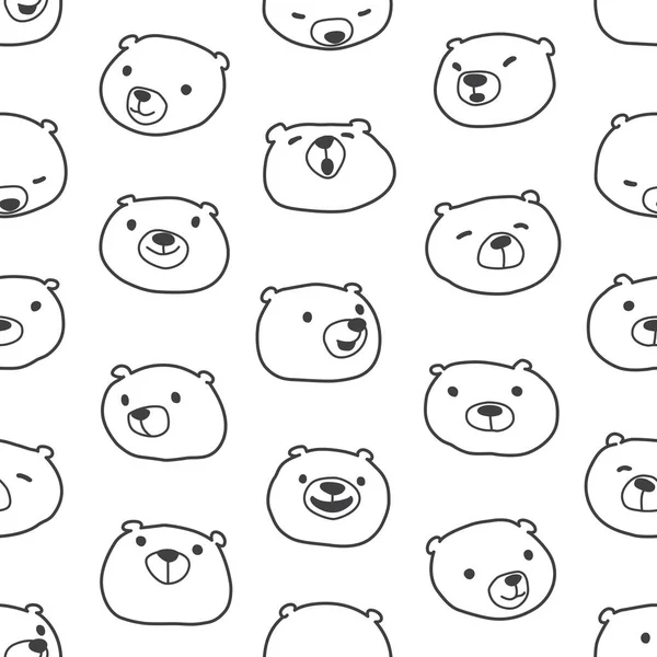 Bear breed bear head polar bear teddy face cartoon vector doodle illustration seamless wallpaper background