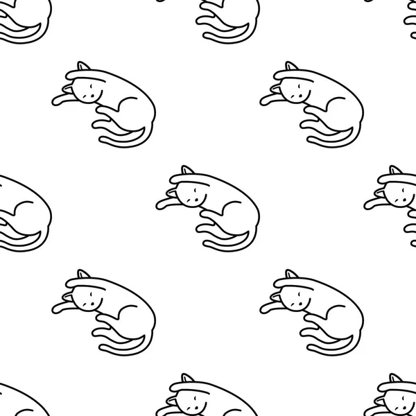 猫の睡眠子猫落書きベクターのシームレスなパターンの背景の壁紙 — ストックベクタ