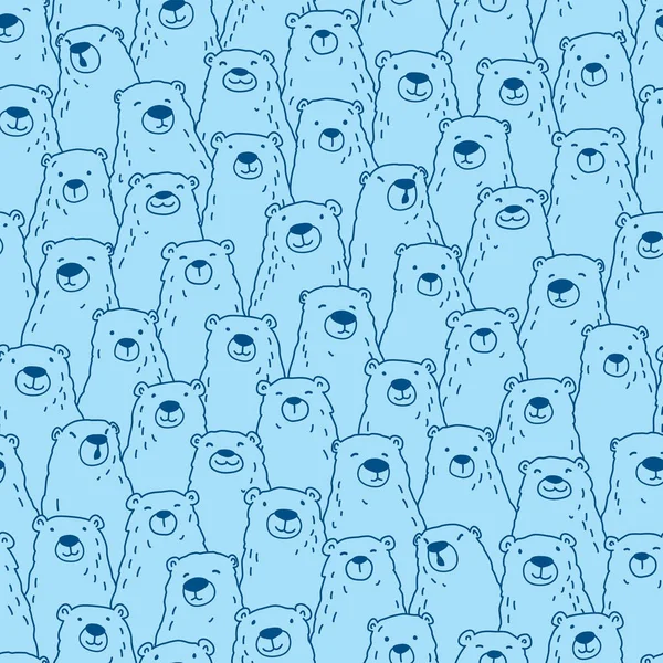 Beer Polar Bear Teddy Vector Cartoon Doodle Naadloze Patroon Wallpaper — Stockvector