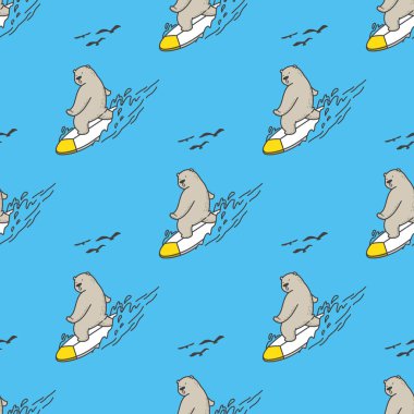 ayı kutup ayısı seamless modeli sörf okyanus vektör izole duvar kağıdı arka plan