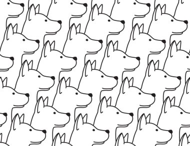 köpek tazı Buldog yüz baş Dikişsiz desen vektör duvar kağıdı arka plan beyaz