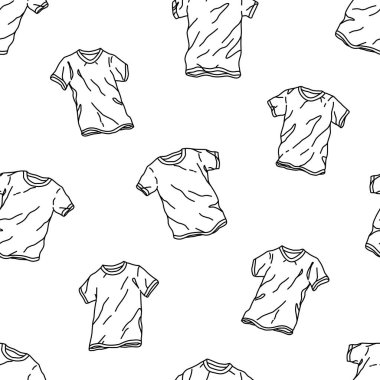T-shirt polo Dikişsiz desen vektör Doodle duvar kağıdı arka plan izole beyaz