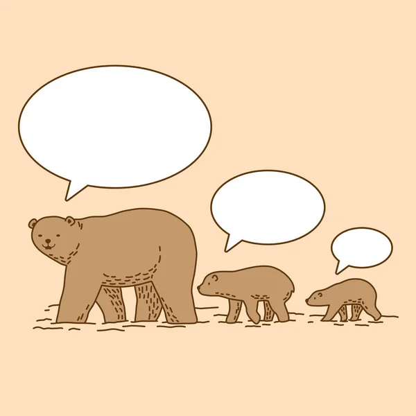 Urso Urso Polar Vetor Família Andar Ilustração Desenho Animado Personagem — Vetor de Stock