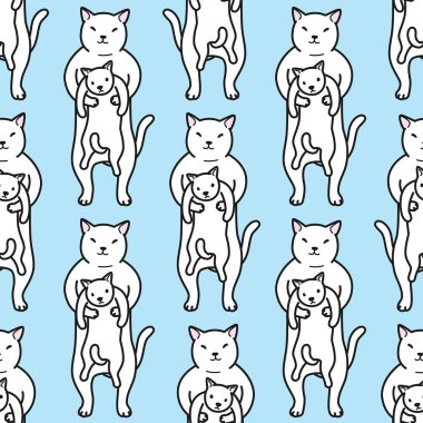 Kedi yavru kedi kulübü Dikişsiz desen vektör bebek çocuk hayvan izole arka plan duvar kağıdı