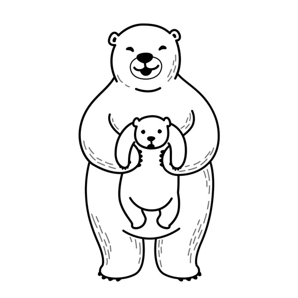 熊俱乐部北极熊矢量家庭插画白色卡通人物 — 图库矢量图片