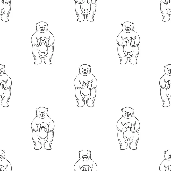 Bear Polar Bear hug Seamless Pattern vector kid child isolated wallpaper background