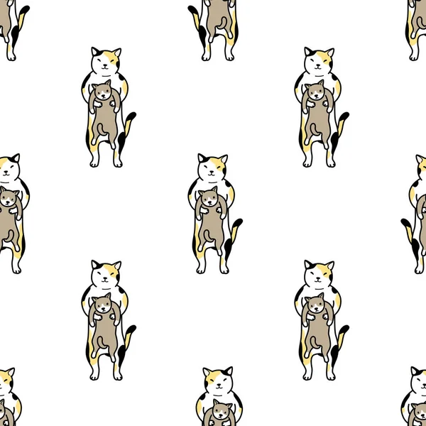 Cat kitten calico Seamless pattern vector Baby Animals wallpaper isolated background