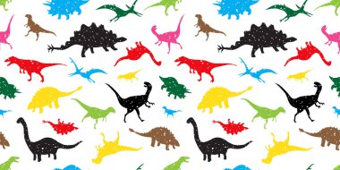  Dino dinozor Dikişsiz desen vektör duvar kağıdı arka plan renkli izole