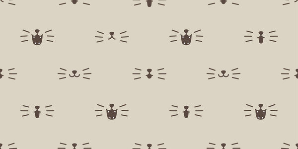 cat seamless pattern kitten smile isolated mouth icon vector background wallpaper
