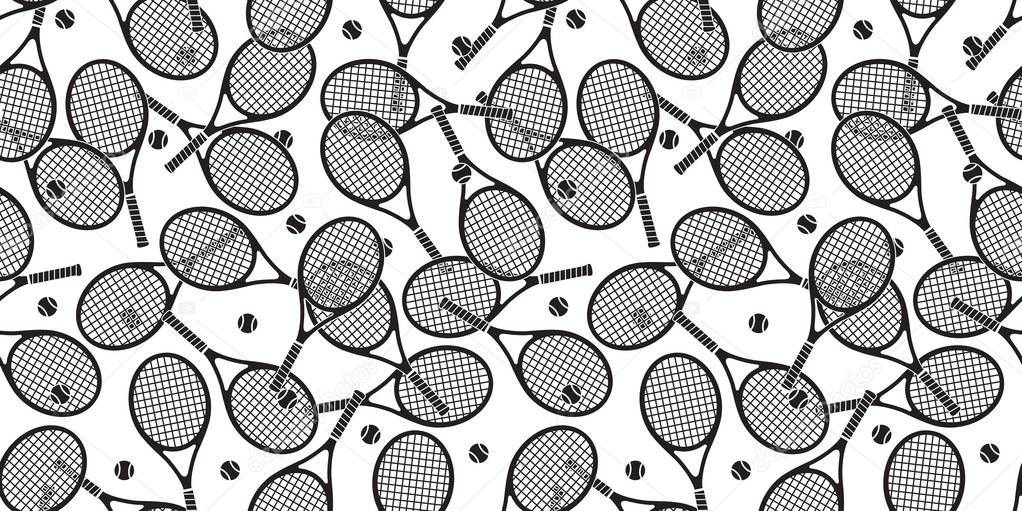 Tennis Racket seamless pattern badminton vector wallpaper isolated background white