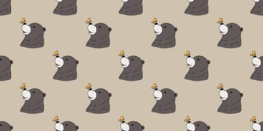 Kutupsal ayı kutup ayısı izole Dikişsiz desen vektör duvar kağıdı arka plan kelebek