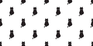 izole kedi seamless modeli yavru kedi siyah vektör duvar kağıdı arka plan