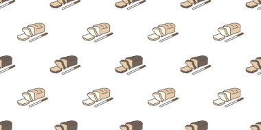 Dikişsiz desen pişmiş ekmek izole vektör duvar kağıdı arka plan beyaz ekmek