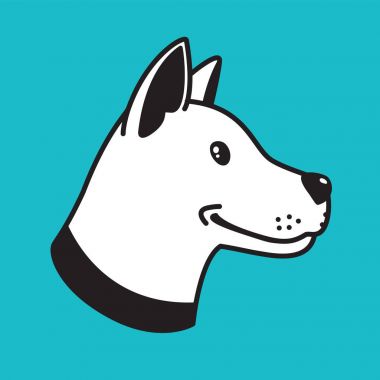 Dog Head'a bulldog vektör simge illüstrasyon karakter karikatür tazı