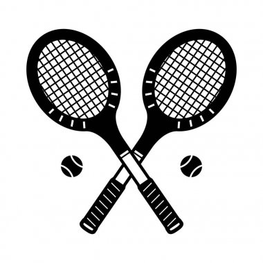 Tenis raketi badminton vektör simge logo illüstrasyon vintage spor