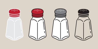 Tuz karabiber şeker şişe simge vektör çizim karikatür