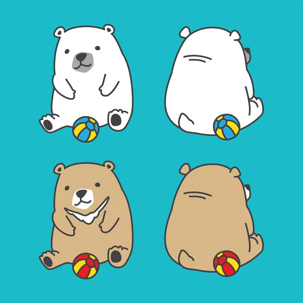 Иконка Набора Каракулей Персонажа Мультфильма Медведь Белый Медведь — стоковый вектор