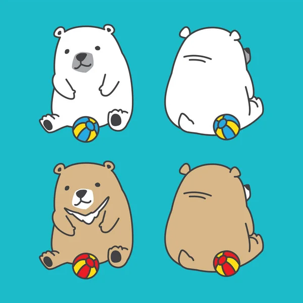 bear polar bear ball vector illustration character cartoon set doodle icon 