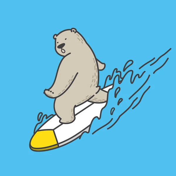 Urso Polar Urso Surf Oceano Mar Vetor Ilustração Personagem Desenho —  Vetores de Stock