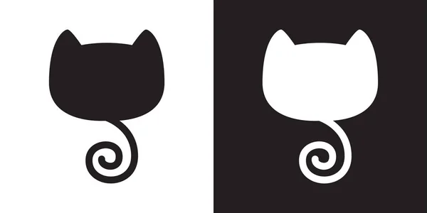 Kedi Vektör Yavru Kedi Kuyruk Simgesi Karikatür Çizim Logo — Stok Vektör