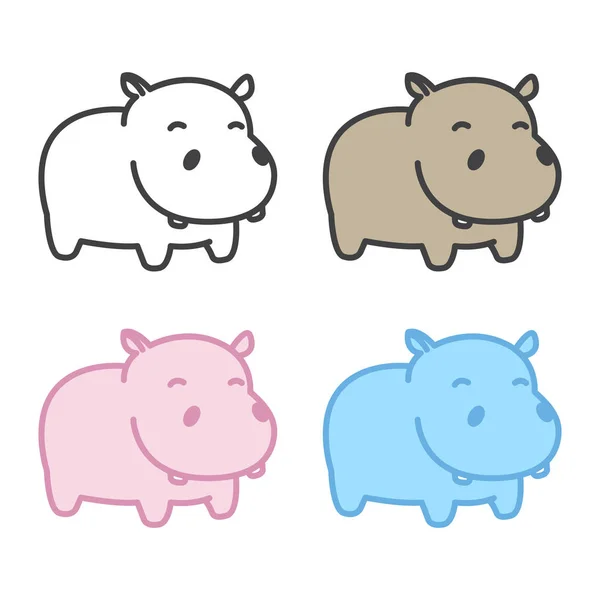 Hipopótamo Hipopótamo Vetor Ilustração Personagem Desenho Animado Ícone — Vetor de Stock