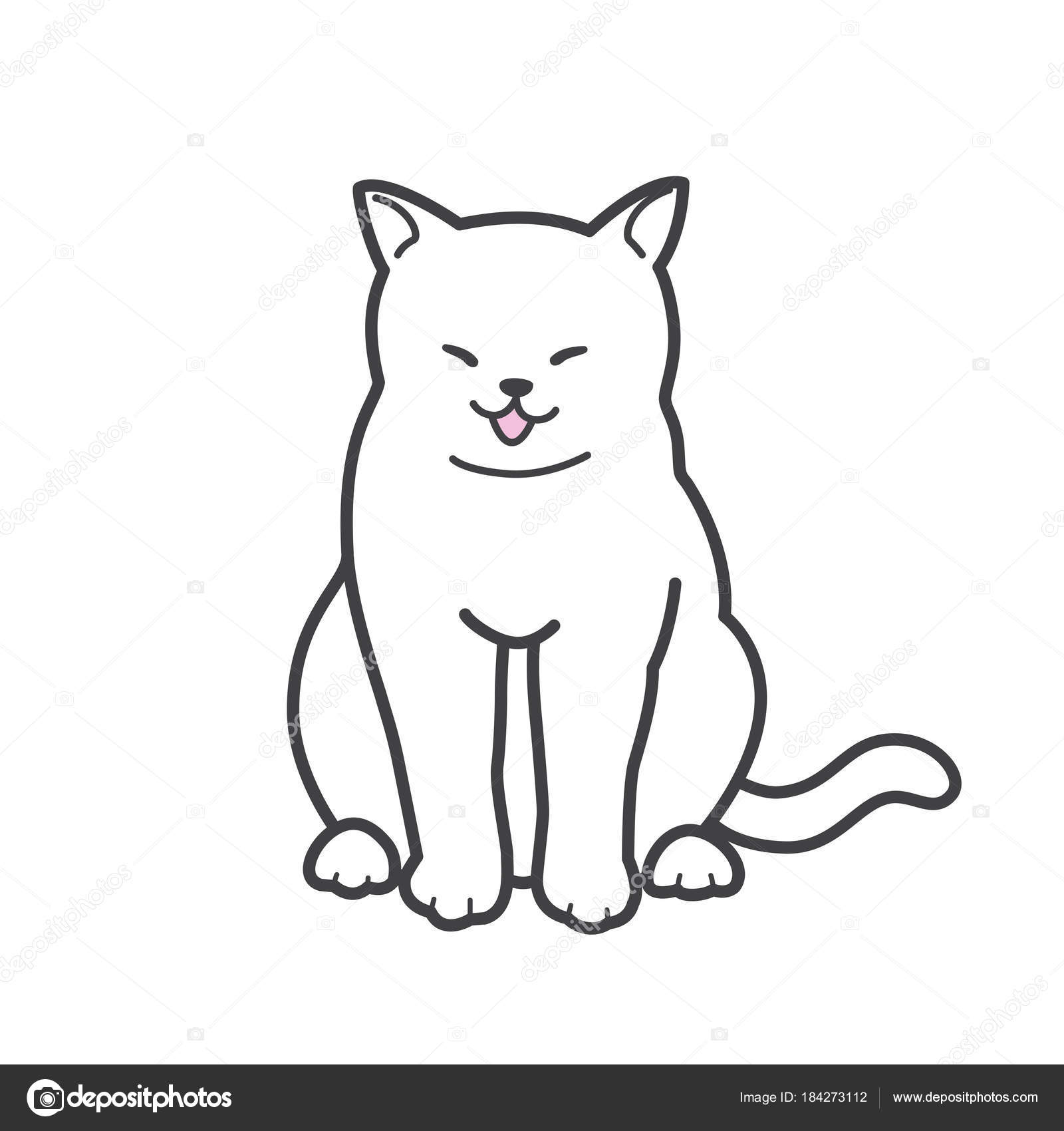 Cat Kitten Vector Neko Smile Doodle Icon Illustration Cartoon Character ...