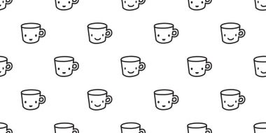 Cup Seamless Pattern coffee tea vector wallpaper isolated background clipart