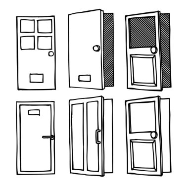 Kapı pencere vektör çizim doodle