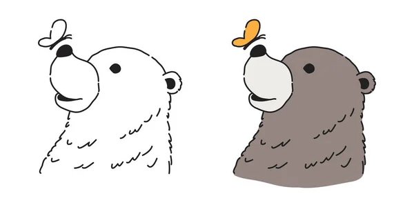 Orso Vettore Orso Polare Faccia Testa Farfalla Illustrazione Personaggio Dei — Vettoriale Stock