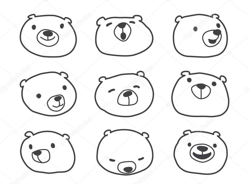 Bear vector Polar bear face head illustration cartoon character