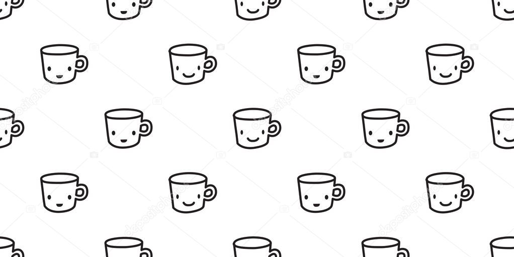 Cup Seamless Pattern coffee tea vector wallpaper isolated background