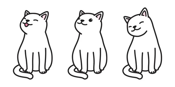 Cat Vector Calico Kitten Character Illustration Icon Cartoon Doodle — Stock Vector