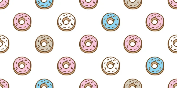 Donuts Seamless Pattern Torta Vettoriale Isolato Sfondo Carta Parati Doodle — Vettoriale Stock
