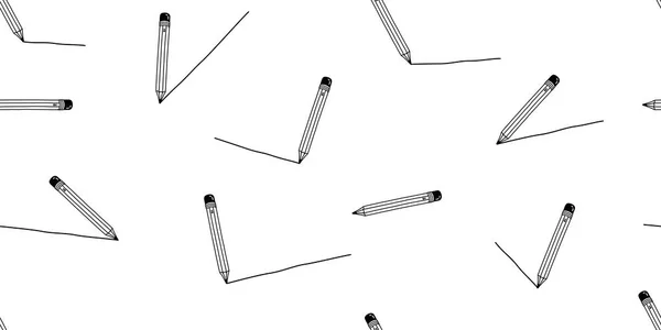 Bleistift Nahtlose Muster Stift Vektor Isoliert Tapete Hintergrund Weiß — Stockvektor