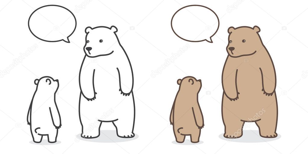 bear Polar bear vector icon talking speech bubble illustration character cartoon